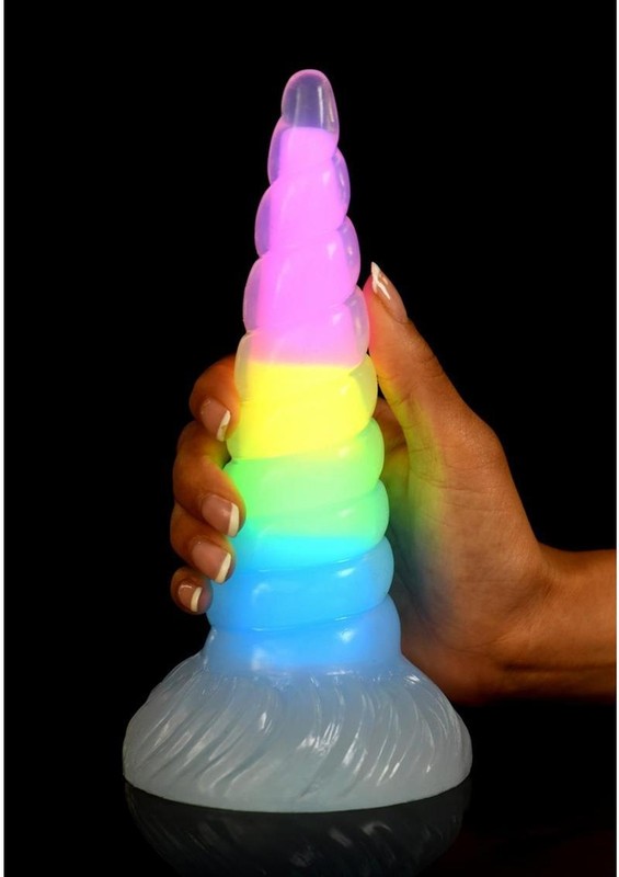 Creature Cocks Uni-Glow Glow-in-the-Dark Silicone Dildo - Rainbow gallery
