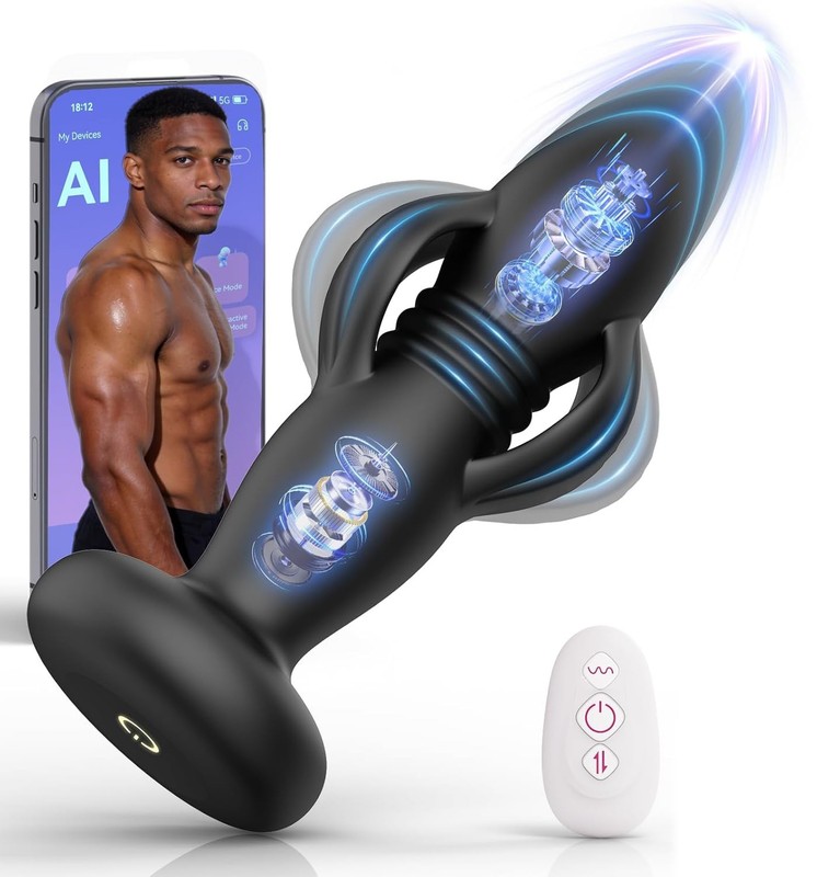 Thrusting Anal Butt Plug Dildo Vibrator Prostate Massager Sex Toys for Men Women