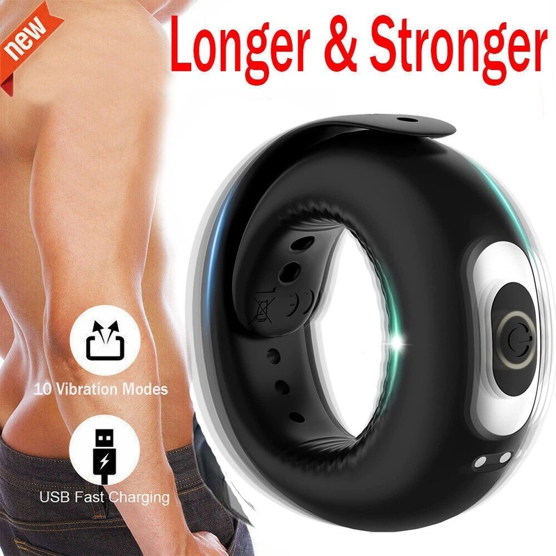 Vibrating Cock Rings Adjustable Penis Ring Silicone Rechargeable for Men Couple