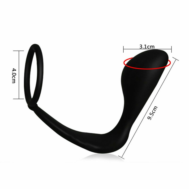 Waterproof-Butt-Plug-Cock-Ring-Ass-Gasm-Prostate-Massager-P-Spot-Silicone-Black