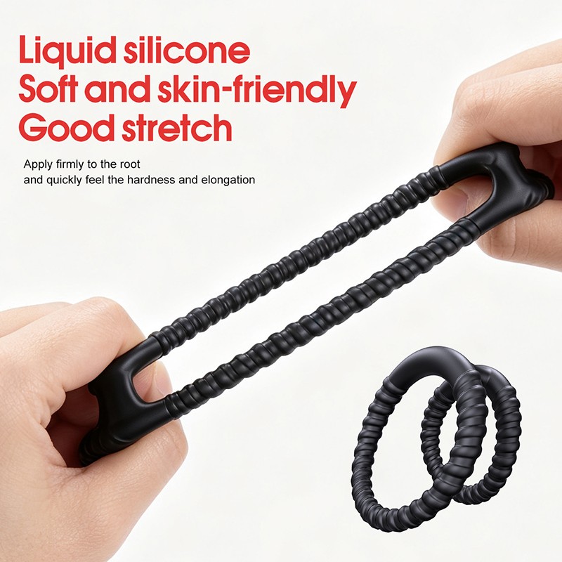 Silicone CBT Ball Stretcher Stretch Scrotum Bondage Dual Cock Ring Male Sex Toy gallery