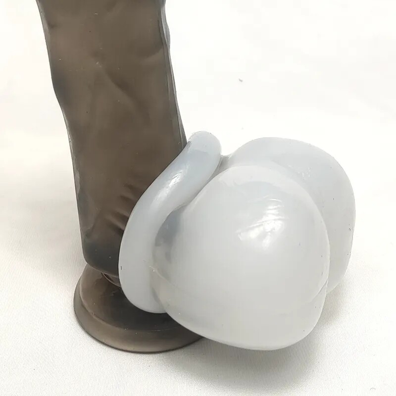 Male Ball Testicle Scrotum Pouch Penis Cock Ring Squeeze Stimulator Sex Toys SM