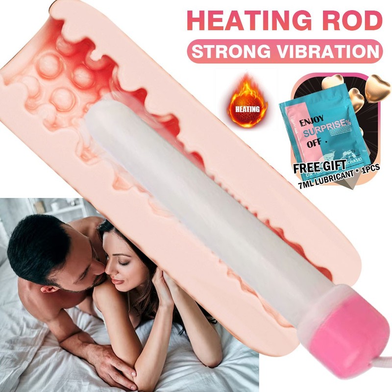 USB Heating Bar Vibrator For Men Pocket Pussy Warmer Male Masturbator Sex Toy
