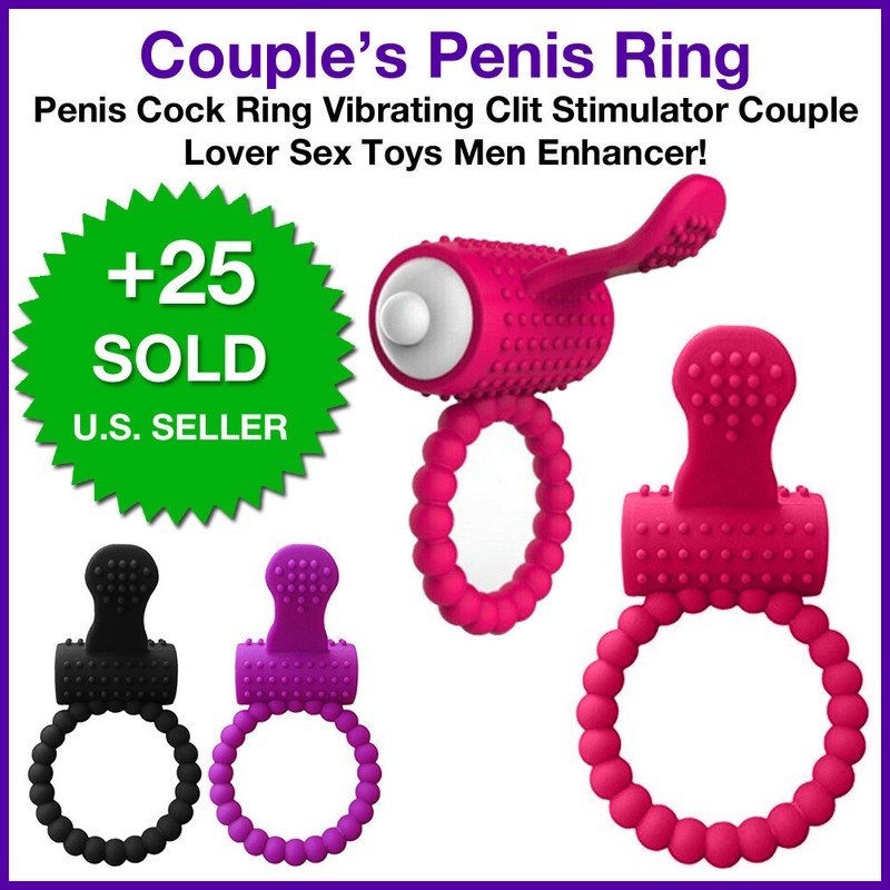 Penis Cock Ring Vibrating Clit Stimulator Couple Lover Sex Toys Men Enhancer