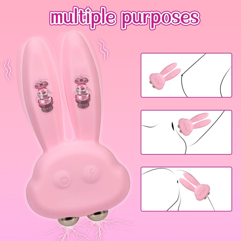 Electric Rabbit Vibrating Breast Nipple Clamps Orgasm Enhancer for Women Sex Toy gallery