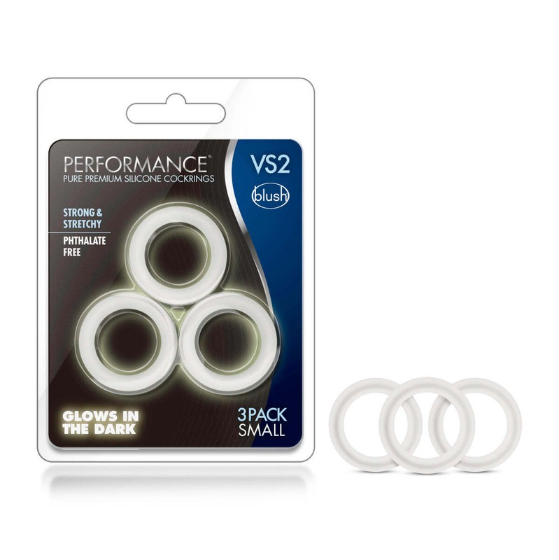 Blush Performance Glow In The Dark Silicone Penis Cock Ring Enhancing 3 Pack