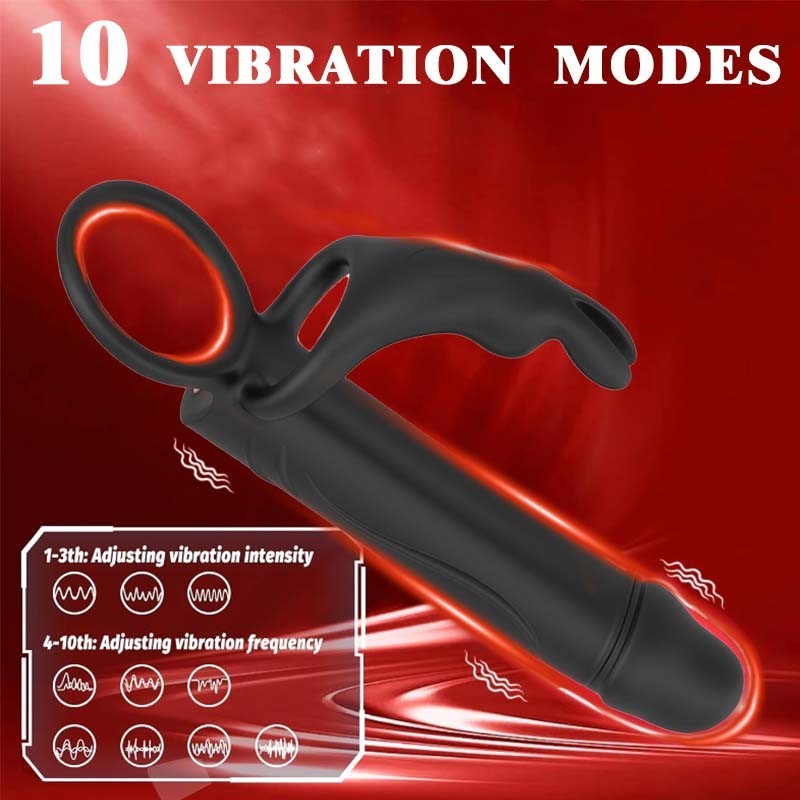 Vibrating Anal Butt Plug Cock Ring Rabbit Clitoral Stimulator Adult Sex Toys gallery