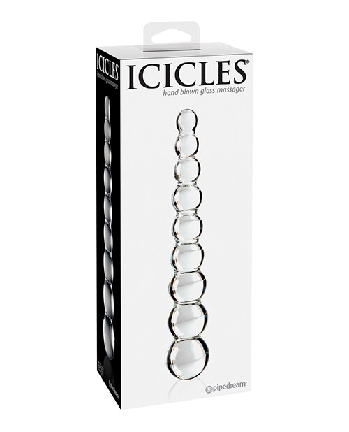 Icicles Number 2 Clear 8.5 Inch Glass Anal Beads Massager by Pipedream