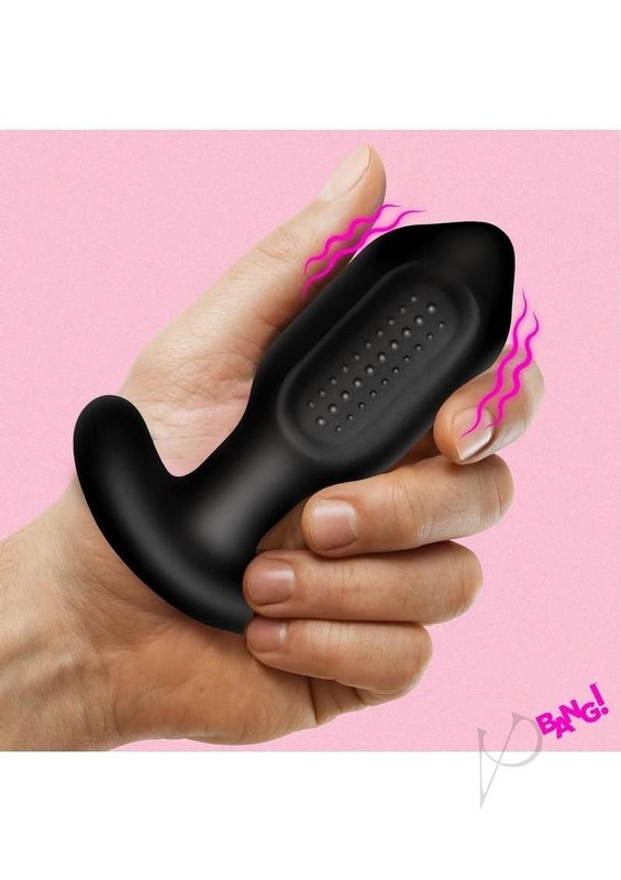 Bang! Bumpy Vibrating Rechargeable Silicone Butt Plug - Black gallery
