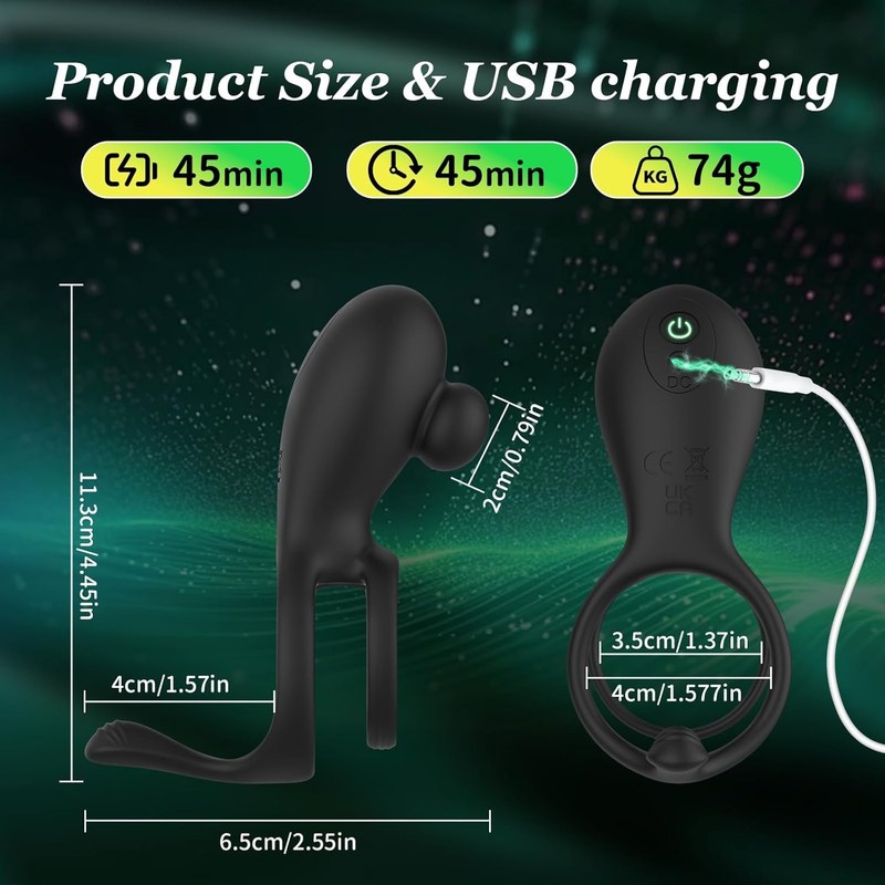 Vibrating Penis Ring with 10 Modes Soft Silicone for Couples Enhanced Experience gallery