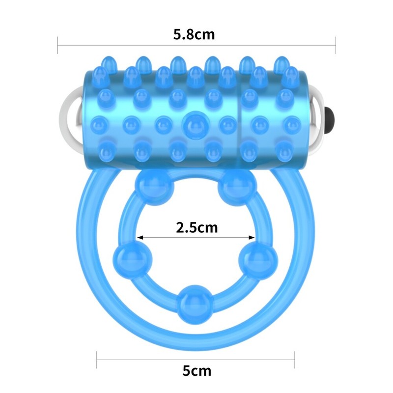 Lumino Play Vibrating Double Penis Ring Blue Glow in the Dark Sex Toy for Men gallery