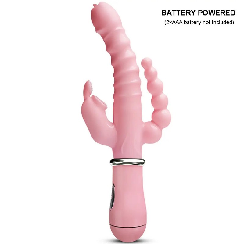 3 In 1 Dildo Rabbit Vibrator Waterproof USB Magnetic Rechargeable Anal Clit