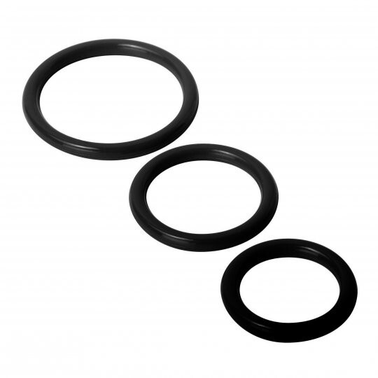 Trinity Silicone Penis Rings Black 3 Ring Set Erection Enhancer Erectile Enhance