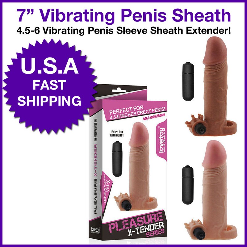 Penis Extender Sleeve for Men adds 2 inches & 50% more Girth w/ Vibrating Bullet