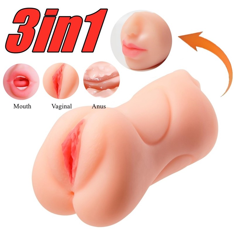 3 in 1 Realistic Oral Vagina Anal Pocket Pussy Male Masturbator Sex Toys for Men