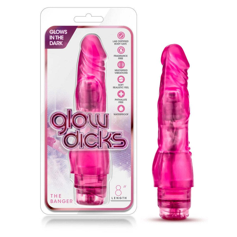 Blush Glow Dicks – 8 »Realistic Powerful Vibrating – Glows in the Dark Dildo
