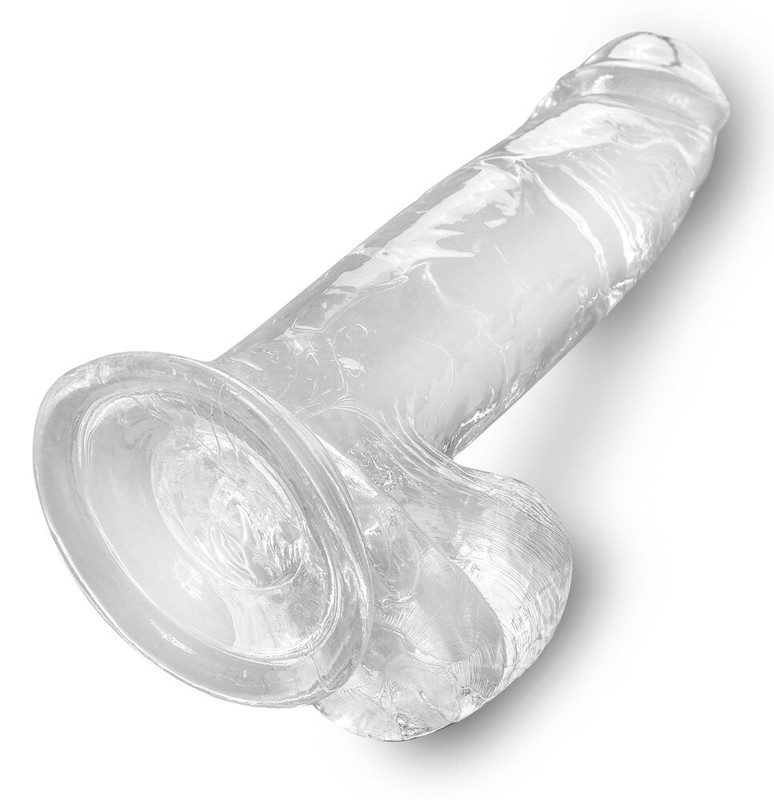 King Cock Clear 7" Cock with Balls & Suction Cup Dildo Clear Silicone TPE gallery