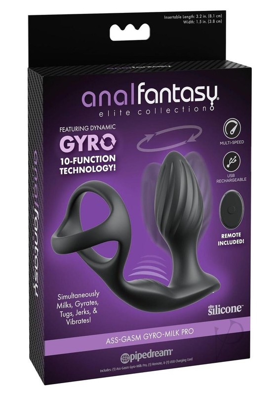 Anal Fantasy Elite Ass-Gasm Gyro-Milk Pro with Remote – Black