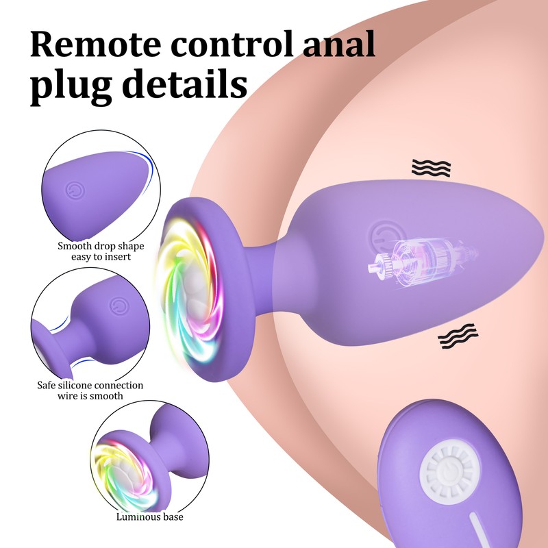 Anal Butt Plug LED Light Up Dildo Vibrator G-spot Massager Sex Toys for Women US
