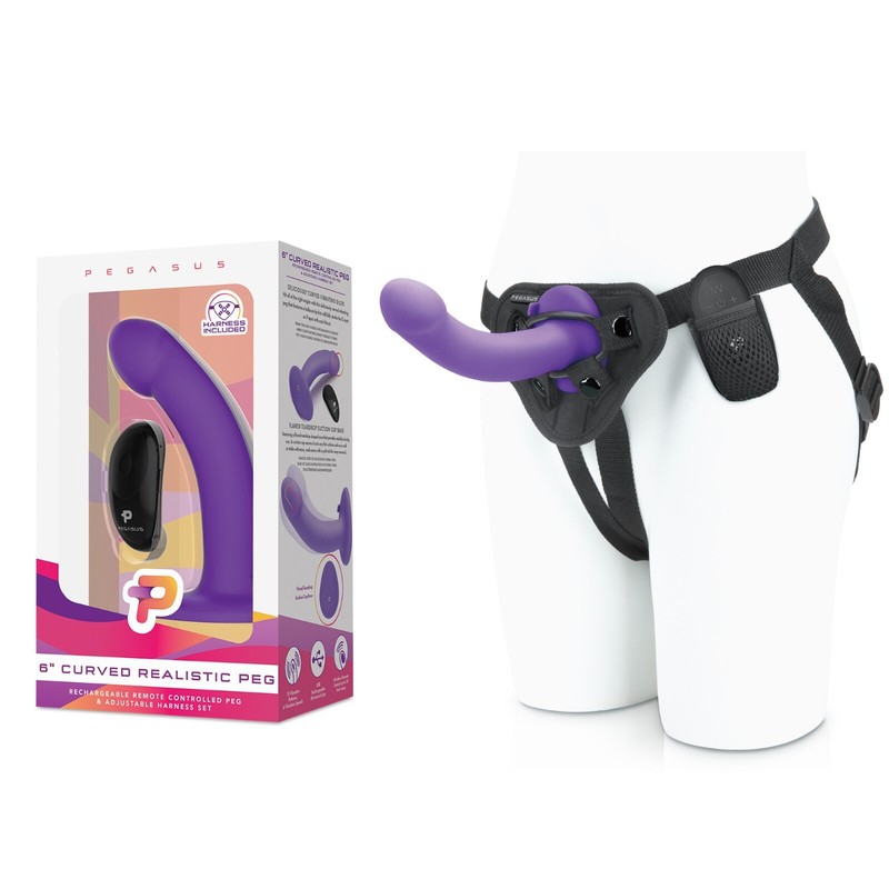 Pegasus 6&Prime; Curved Realistic Silicone Peg With Harness Included