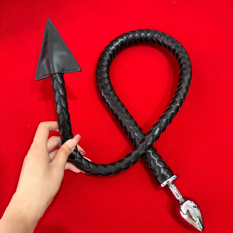 Tail Anal Butt Plug Long Devil Whip Spanking Torture Slave Cosplay BDSM Bondage