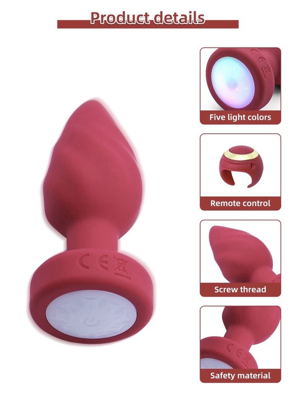 Anal Plug With Multicolor LED Lights Silicone Butt Plus Ring Remote gallery
