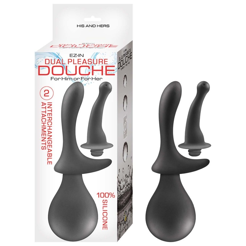 EZ-IN Dual Pleasure Ultimately Hygienic Universal Silicone Douche Black, New