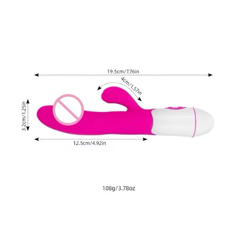 Rechargeable Silicone Rabbit Vibrator. 10 Modes, Waterproof, Quiet, USB Charging