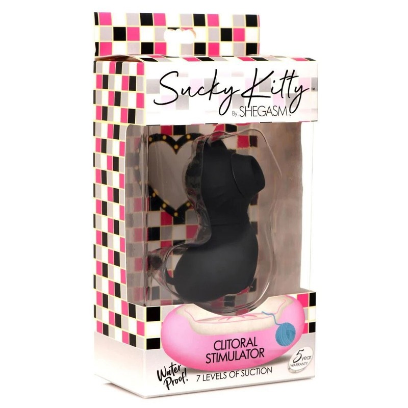 Inmi Shegasm Sucky Kitty 7X Clitoral Stimulator Black – Waterproof Suction Vibe