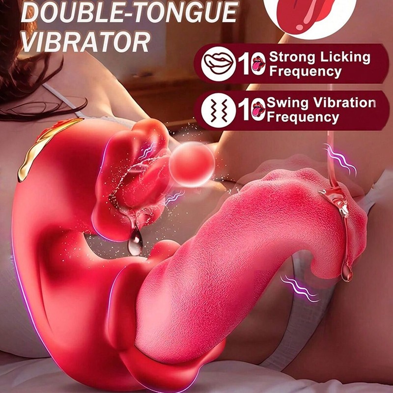 Rotating G Spot Tongue Vibrator Rose Sex Toys Realistic Clit Vaginal Massager gallery