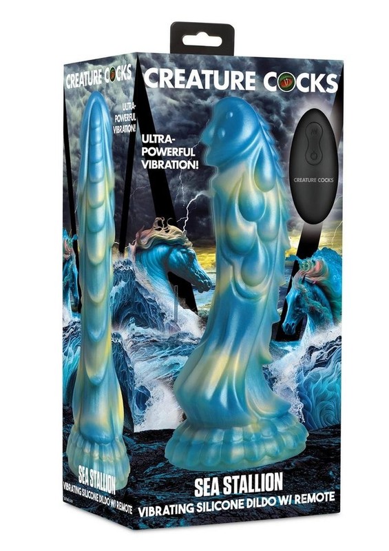 Creature Cocks Sea Stallion Silicone Rechargeable Dildo with Remote Control – Bl