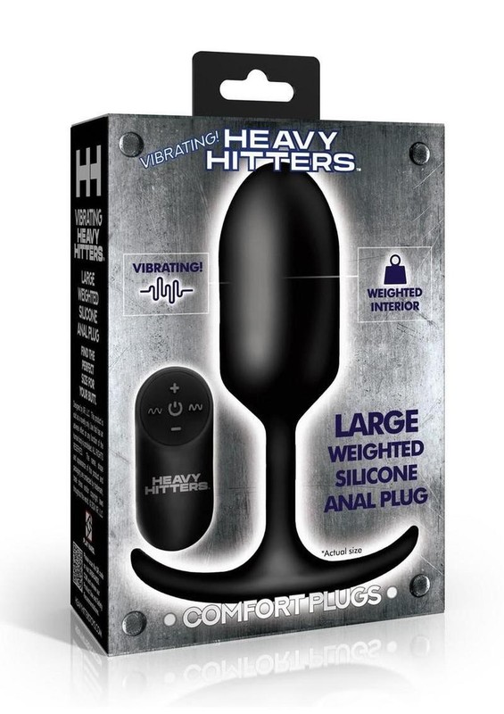 Heavy Hitters Vibrating Weighted Rechargeable Anal Plug – Large – Black