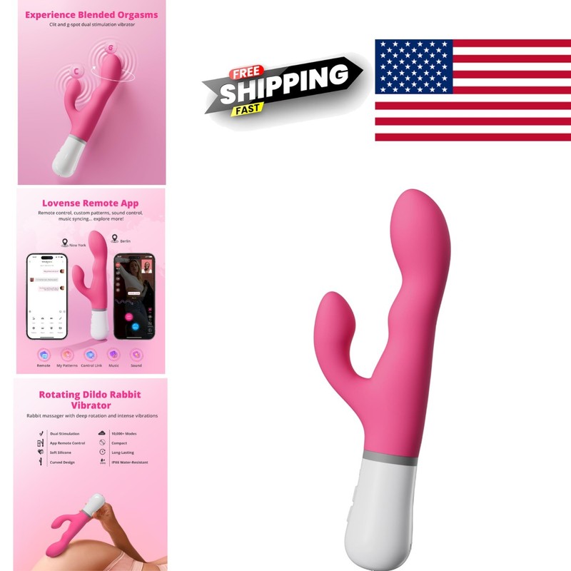 Dual Motor Rabbit Vibrator Pink Silicone Long Distance App Controlled Stimulator