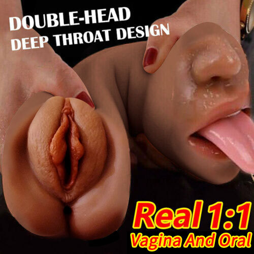 2in1 Realistic Oral Vagina Mouth Sex Toy Pocket Pussy Male Masturbator for Men
