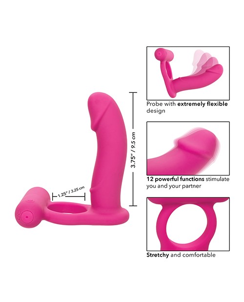 California Exotic Novelties Pink Silicone Rechargeable Double Diver Cock Ring gallery