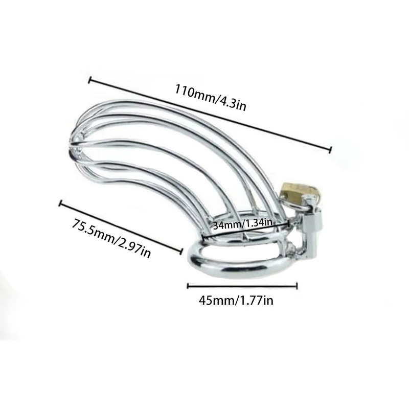Stainless Steel Chasity Cage Negative Cage Penis Cock Ring Lock Restraint Male