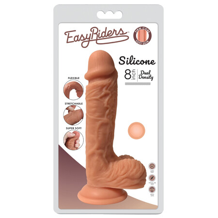 Curve Toys Easy Riders 8 in. Dual Density Dildo with Balls & Suction Cup Light