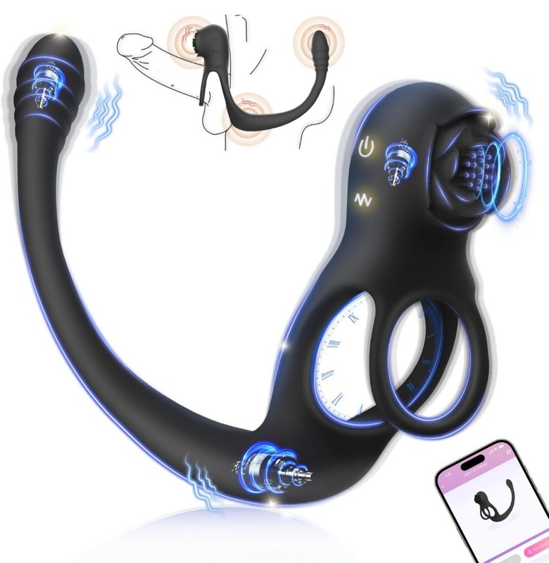 Vibrating C-ring With Butt Plug And Clitoral Stimulator