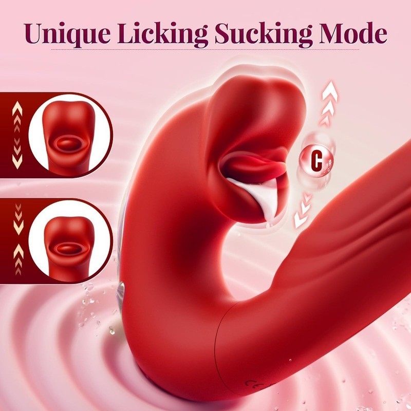 Rose G-Spot Vibrator – Thrusting Sex Toy 7 Vibration, Thursting & Licking Modes