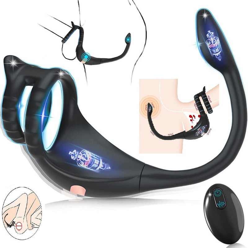 Bullet Vibrator Cock Ring Anal Butt Plug Male Prostate Massager Taint Stimulator