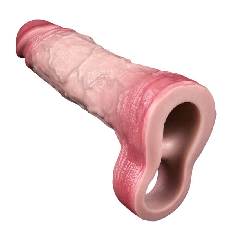 Male Thick Cock Girth Enlarger Reusable Silicone Penis Extension Sleeve gallery