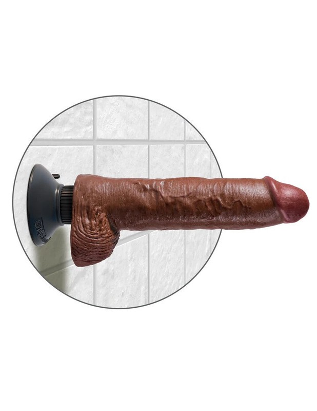 KING COCK 10" VIBRATING DILDO WALL BANGER VIBRATOR SUCTION-CUP BROWN WATERPROOF gallery