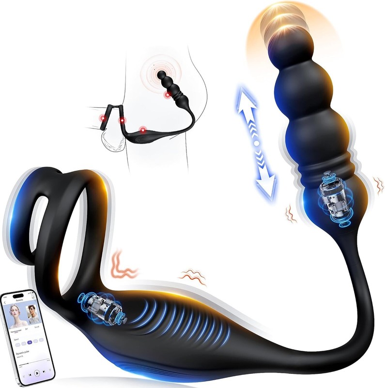 Penis Cock Ring Anal Vibrator Butt Plug Male Prostate Massager Sex Toys for Men