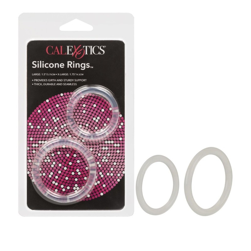 2Clear Silicone Penis Erection Keeper Enhancer Prolong Cock Rings Set Large & XL