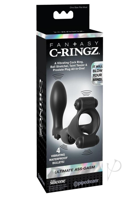 Fantasy C-Ringz Ultimate Silicone Ass-Gasm Cock Ring with Bullets – Black