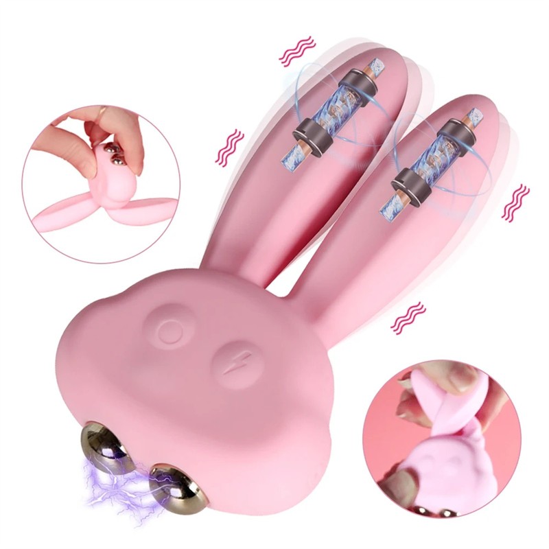 Electric Rabbit Vibrating Breast Nipple Clamps Orgasm Enhancer for Women Sex Toy gallery
