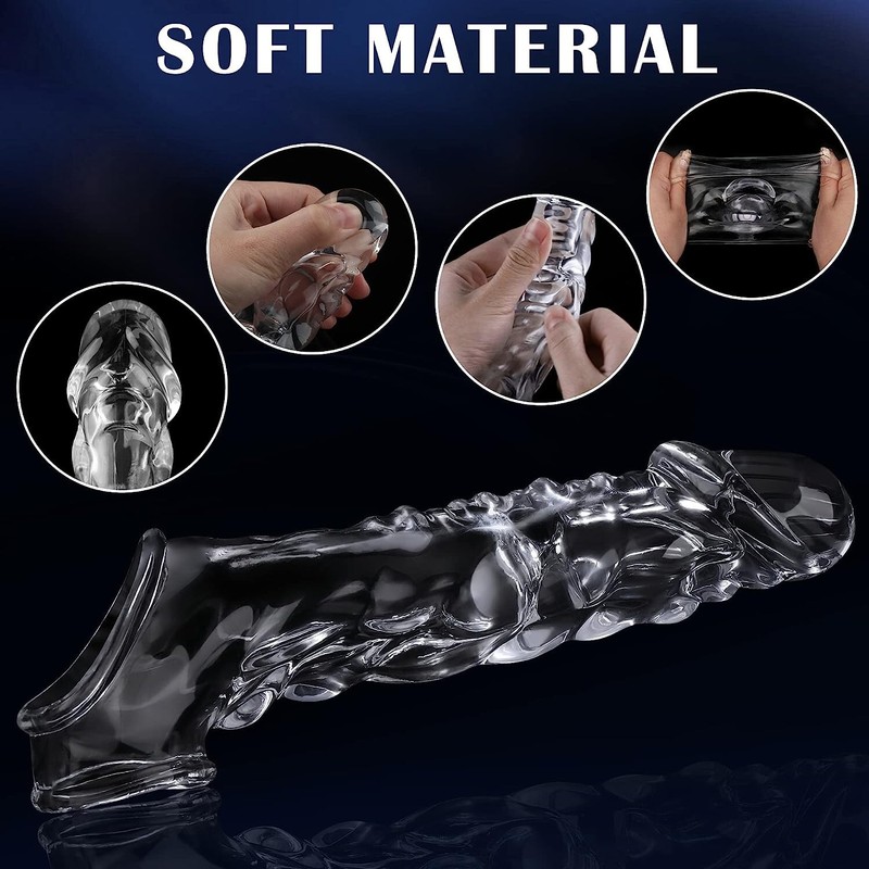 Vibrating Penis Extender Sleeve Enhancer Enlarger Girth Cockring Sex Toy for Men gallery
