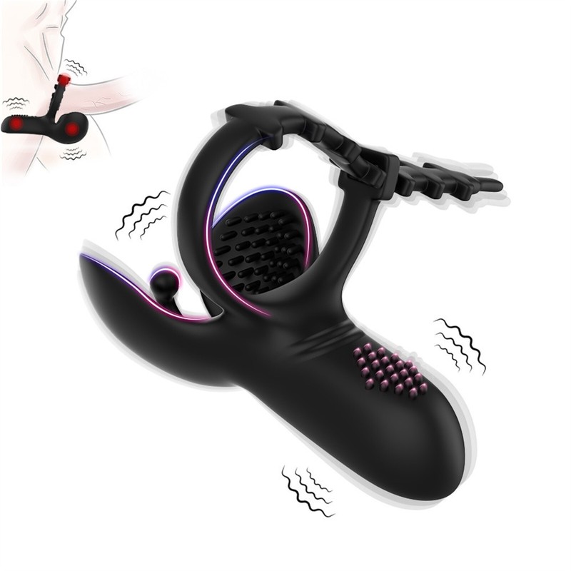 Vibrating Cock Ring with Adjustable Strap Penis Vibrator for Men Balls Massager