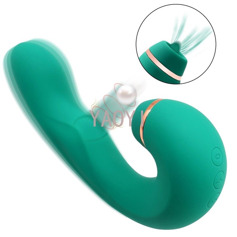 Sucking-Vibrator-Clit-Sucker-Dildo-Vibe-G-spot-Massager-Sex-Toy for-Women Green gallery