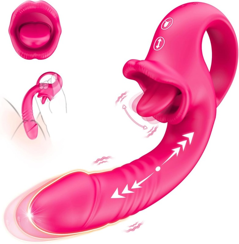 G-Spot Clitoral Tongue Licking Thrusting Dildo Vibrator Adult Sex Toys for Women